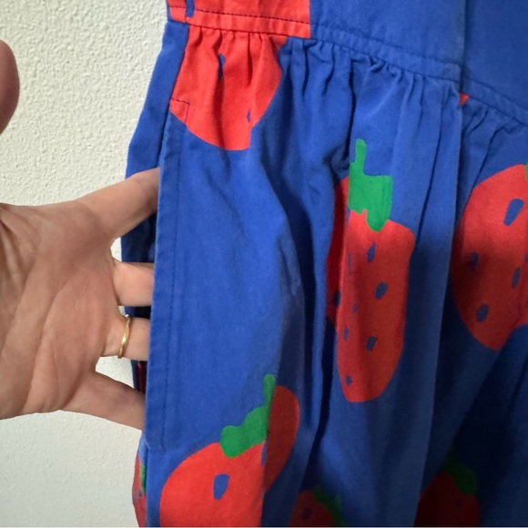 Lazy Oaf Picking Strawberry Dress Blue Shoulder Ties Pockets Novelty Summer-12 - Picture 6 of 12